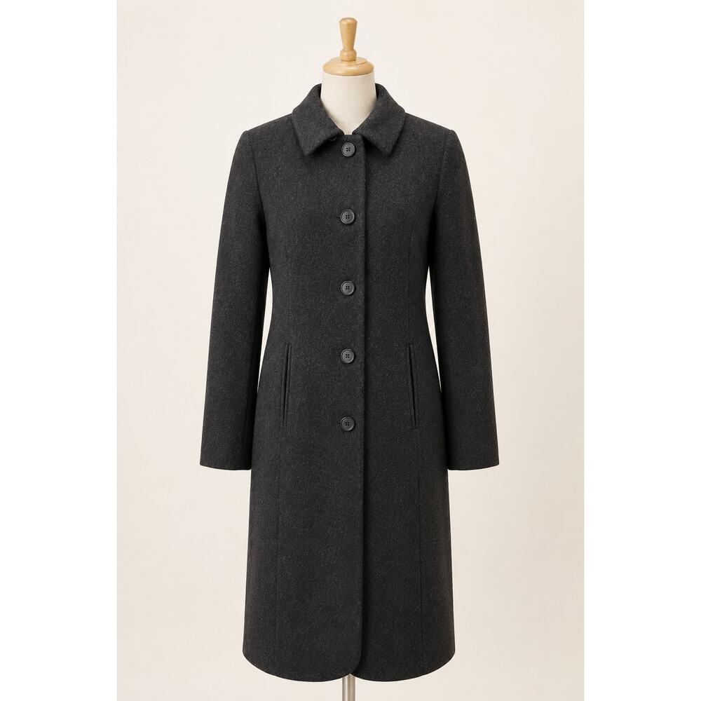 Liz Claiborne Petite Long Wool Blend Coat Womens 2P Grey Fall Winter Coat